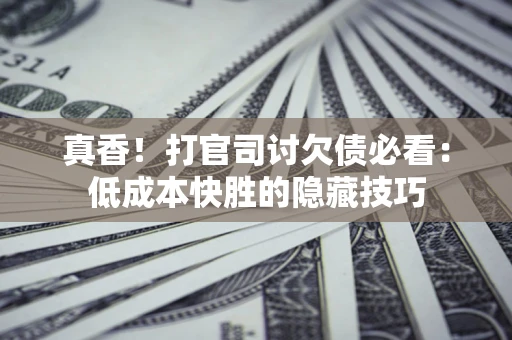 武汉真香！打官司讨欠债必看：低成本快胜的隐藏技巧
